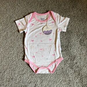 bubble baby bodysuit baby girl 18-24M white pink flamingo‎ bamboo stretch casual